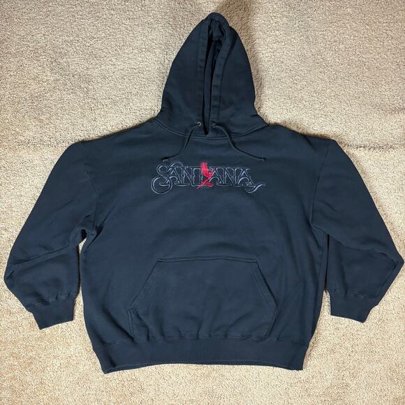 Carlos Santana Solid Black Abraxas Angel Hoodie Men’s Sz 2XL Preowned - Picture 1 of 4